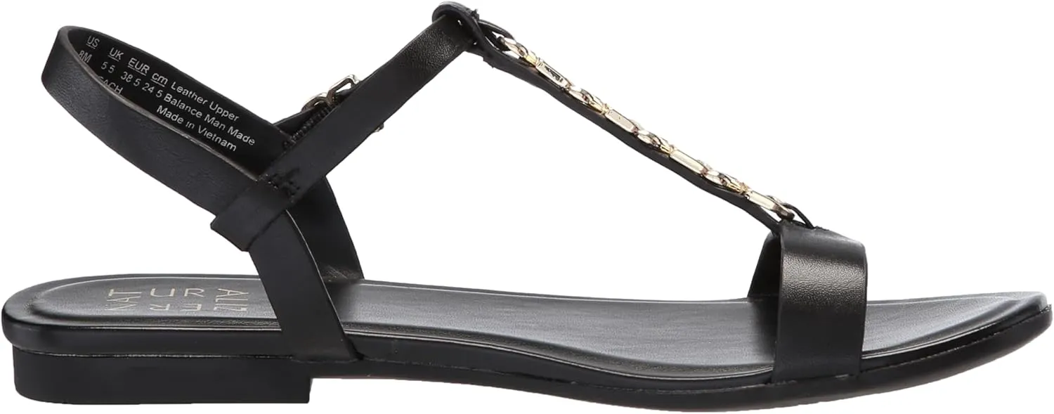 Naturalizer Womens Teach Chain-link Detail Flat Sandal