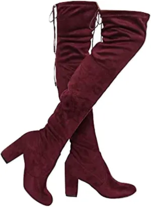Nature Breeze Women's Thigh High Boots Stretchy Over The Knee Chunky Block Heel Boots-Bonita-20