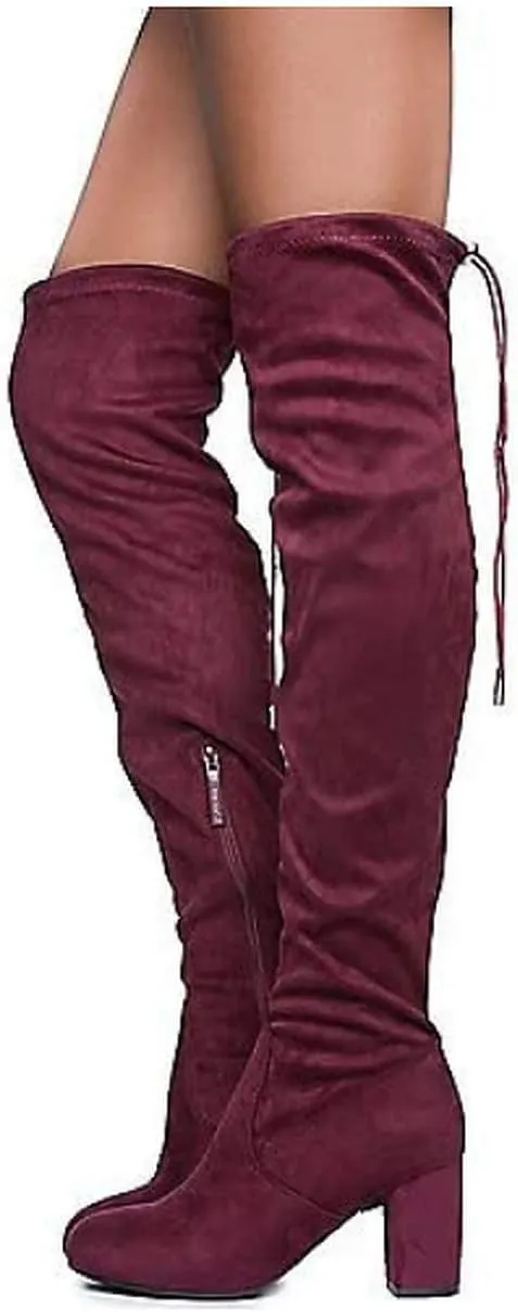 Nature Breeze Women's Thigh High Boots Stretchy Over The Knee Chunky Block Heel Boots-Bonita-20