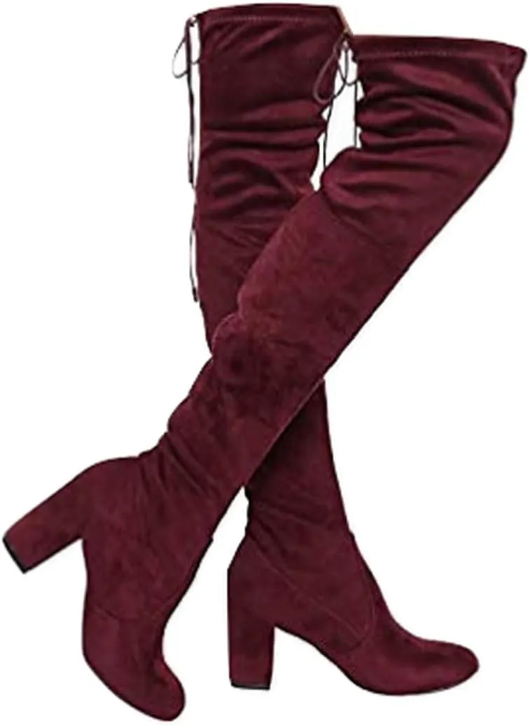Nature Breeze Women's Thigh High Boots Stretchy Over The Knee Chunky Block Heel Boots-Bonita-20