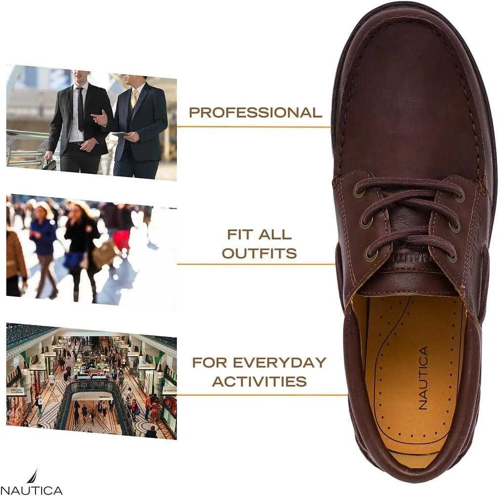 Nautica Men's Dress Boat Shoe, Casual Loafer Lace-Up Fashion Sneaker with Cushioned Insole – Comfortable, Lightweight and Durable