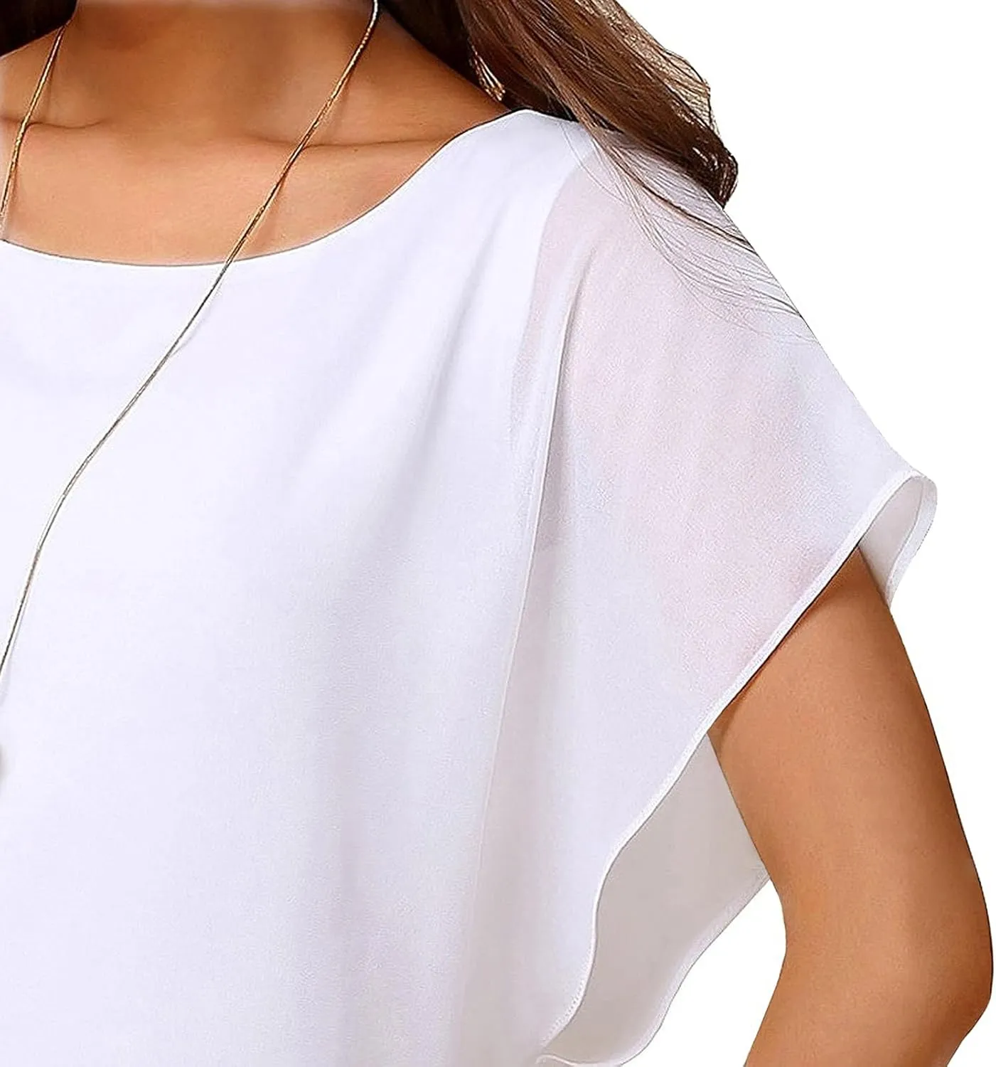 Neineiwu Women's Summer Loose Casual Short Sleeve Chiffon Top T-Shirt Blouse