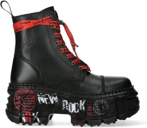New Rock Boots WALL126CCT-C1 Unisex Metallic Black Leather Platform Gothic Boots