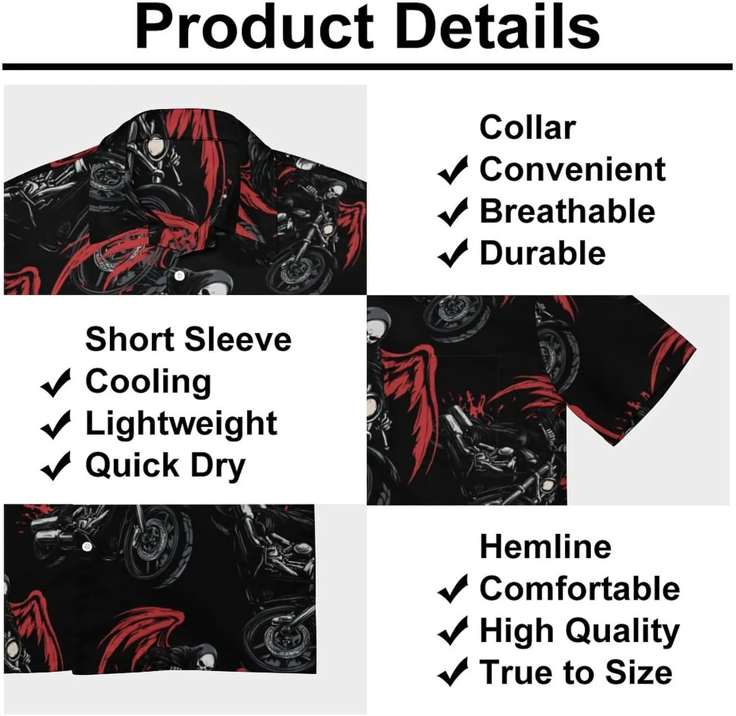 Night Rider Death Men's Short Sleeve Shirts Casual Button Down Shirt Dress Tee Tops for Beach Work
