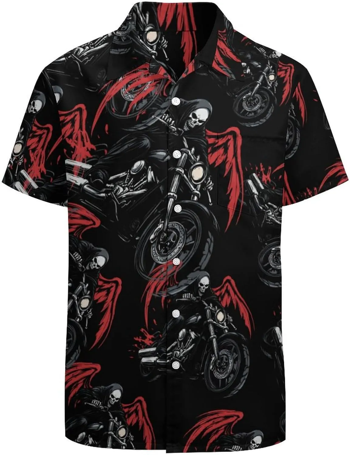 Night Rider Death Men's Short Sleeve Shirts Casual Button Down Shirt Dress Tee Tops for Beach Work