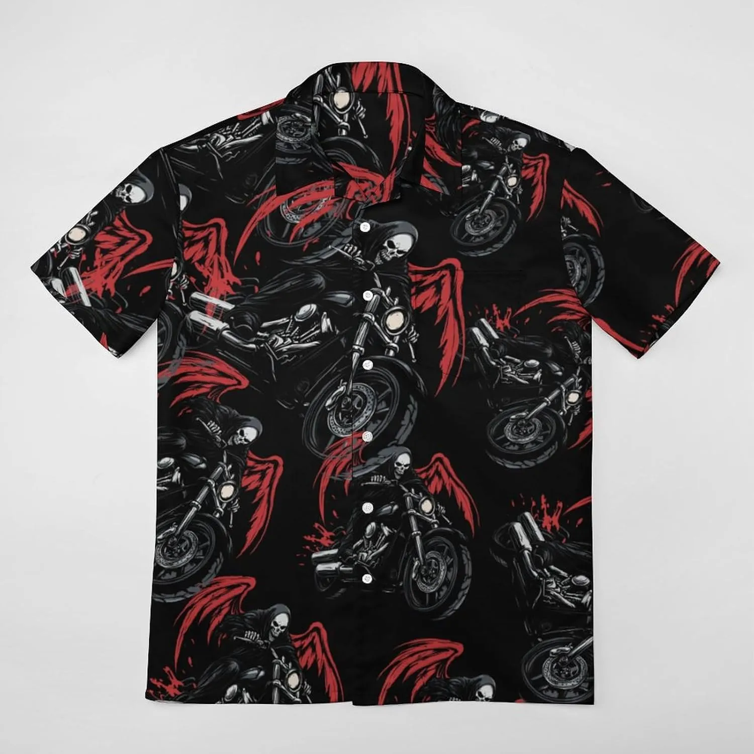 Night Rider Death Men's Short Sleeve Shirts Casual Button Down Shirt Dress Tee Tops for Beach Work