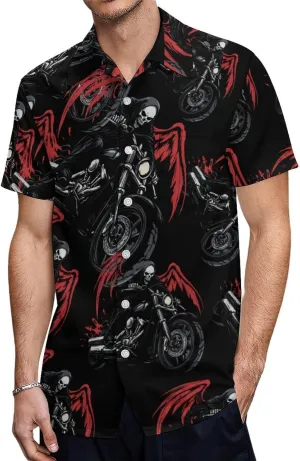 Night Rider Death Men's Short Sleeve Shirts Casual Button Down Shirt Dress Tee Tops for Beach Work