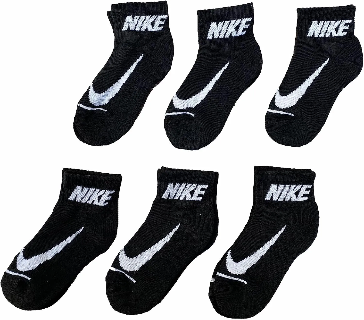 Nike Little Boy Cushioned Ankle Socks 6 Pack (B(BN0508-023)/W, 5-7 (Kids 10C-3Y))