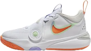 Nike Team Hustle D 11 Little Kids' Shoes (DV8994-103, White/Vapor Green/Purple Pulse/Total Orange) Size 2