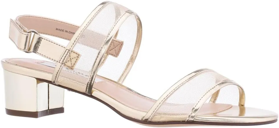 NINA Ganice - Women's Mesh Block Low-Heel Hook & Loop Dressy Sandal Shoes- Elegant and Comfortable Womens's heeled Sandals - Casual and Dress