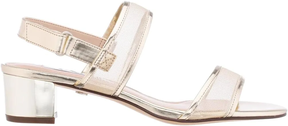 NINA Ganice - Women's Mesh Block Low-Heel Hook & Loop Dressy Sandal Shoes- Elegant and Comfortable Womens's heeled Sandals - Casual and Dress