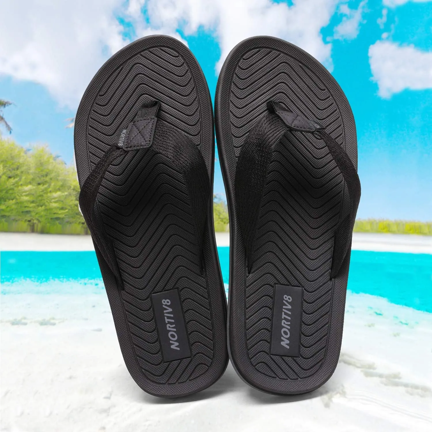NORTIV 8 Men's Flip Flops Thong Sandals Comfortable Light Weight Beach Shoes REVIVA