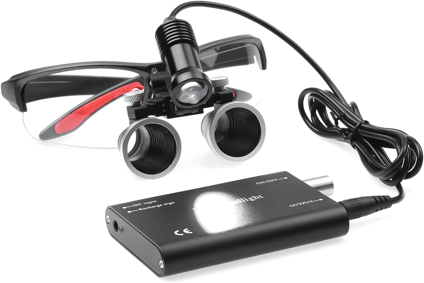 NSKI Portable 5W LED Head Light Headlight with 2.5X 3.5X Loupes Binocular Loupes Magnifying Glasses Optical Glass (Black, 3.5X)