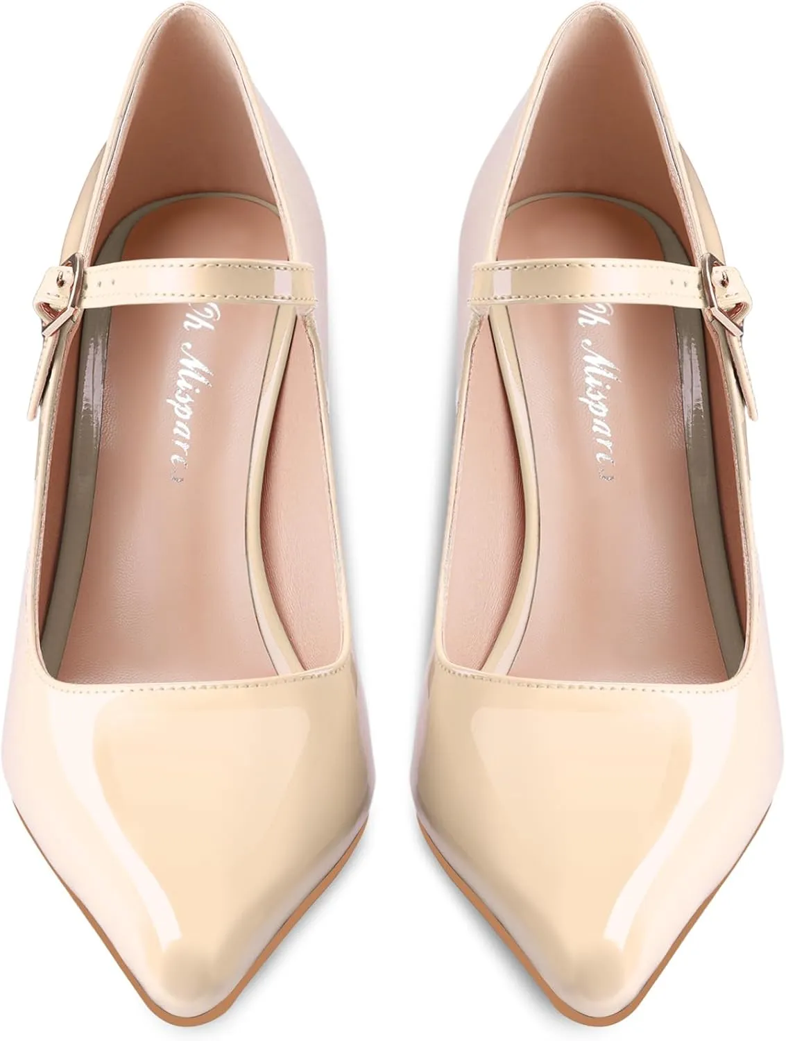 Oh Mispares Women’s Pointed Toe Pumps Mary Jane Chunky Heel Closed Toe Heels Adjustable Strap Elegant Wedding Prom Office 4 Inch Dress Shoes