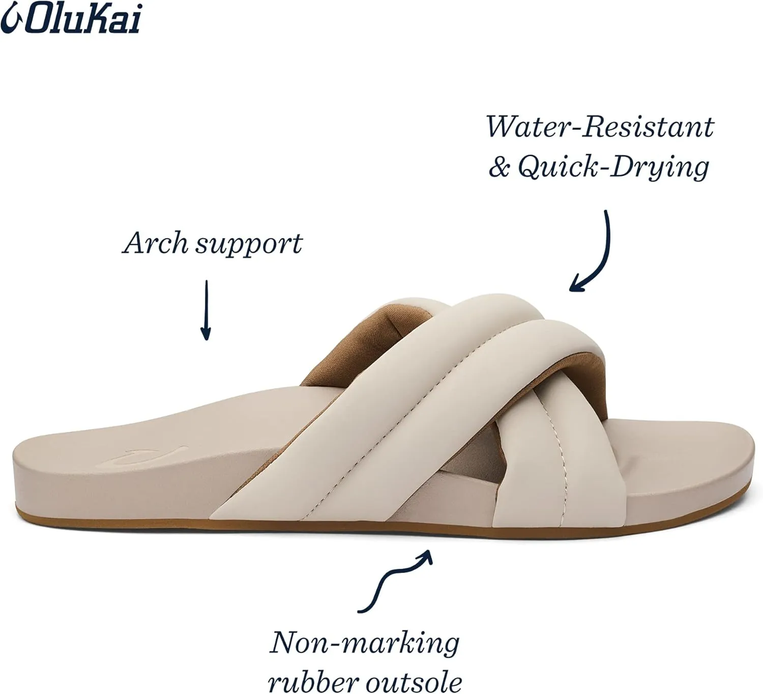 OLUKAI Hila Women's Beach Sandal, Water-Friendly Flip-Flop Slides, All-Day Wear & Ultra-Soft Comfort Fit