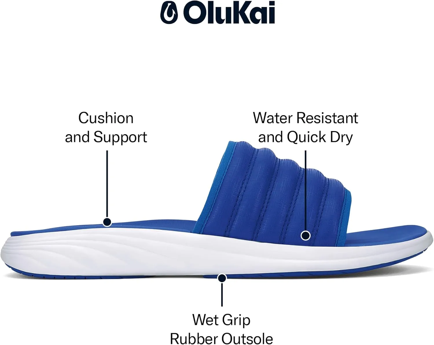 OLUKAI Komo Men's Slide Sandals, Water-Friendly Shoe with Cushioned Strap, All-Day Comfort & Support
