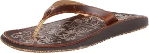 OLUKAI Paniolo Women's Premium Leather Sandals, Versatile & Unique Flip-Flop Slides, All-Day Comfort & Style