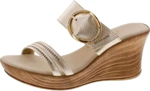 ONEX Women's Cynthia Wedge Sandal,Platinum,9