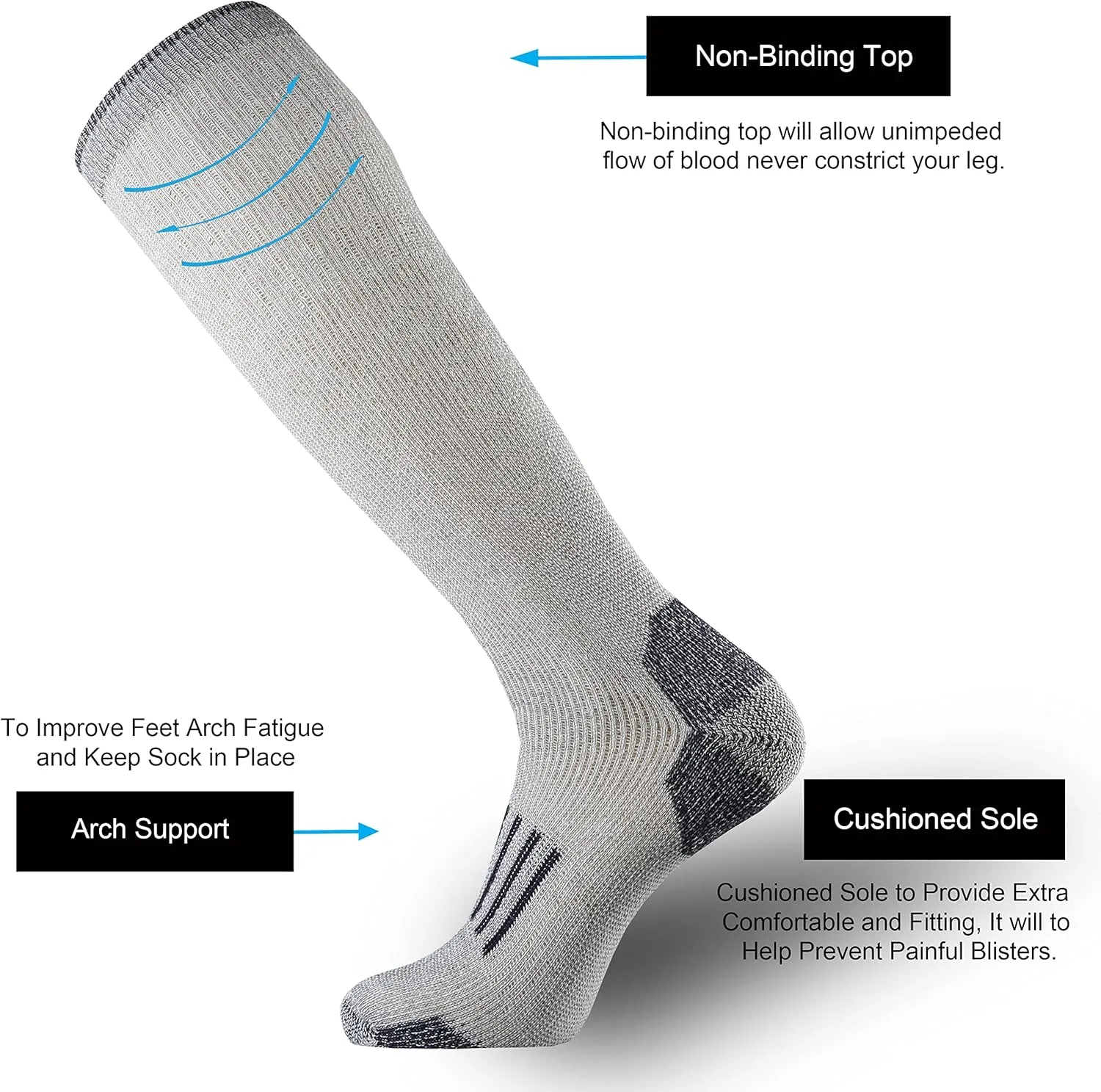 ONKE Knee High Socks Cushioned Moisture Wicking for Mens Over the Calf OTC Steel Toe Western Work Boot Thermal Hiking Hunting