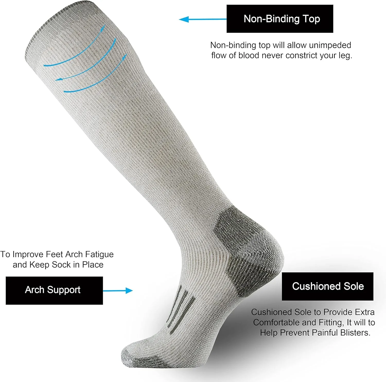 ONKE Knee High Socks Cushioned Moisture Wicking for Mens Over the Calf OTC Steel Toe Western Work Boot Thermal Hiking Hunting