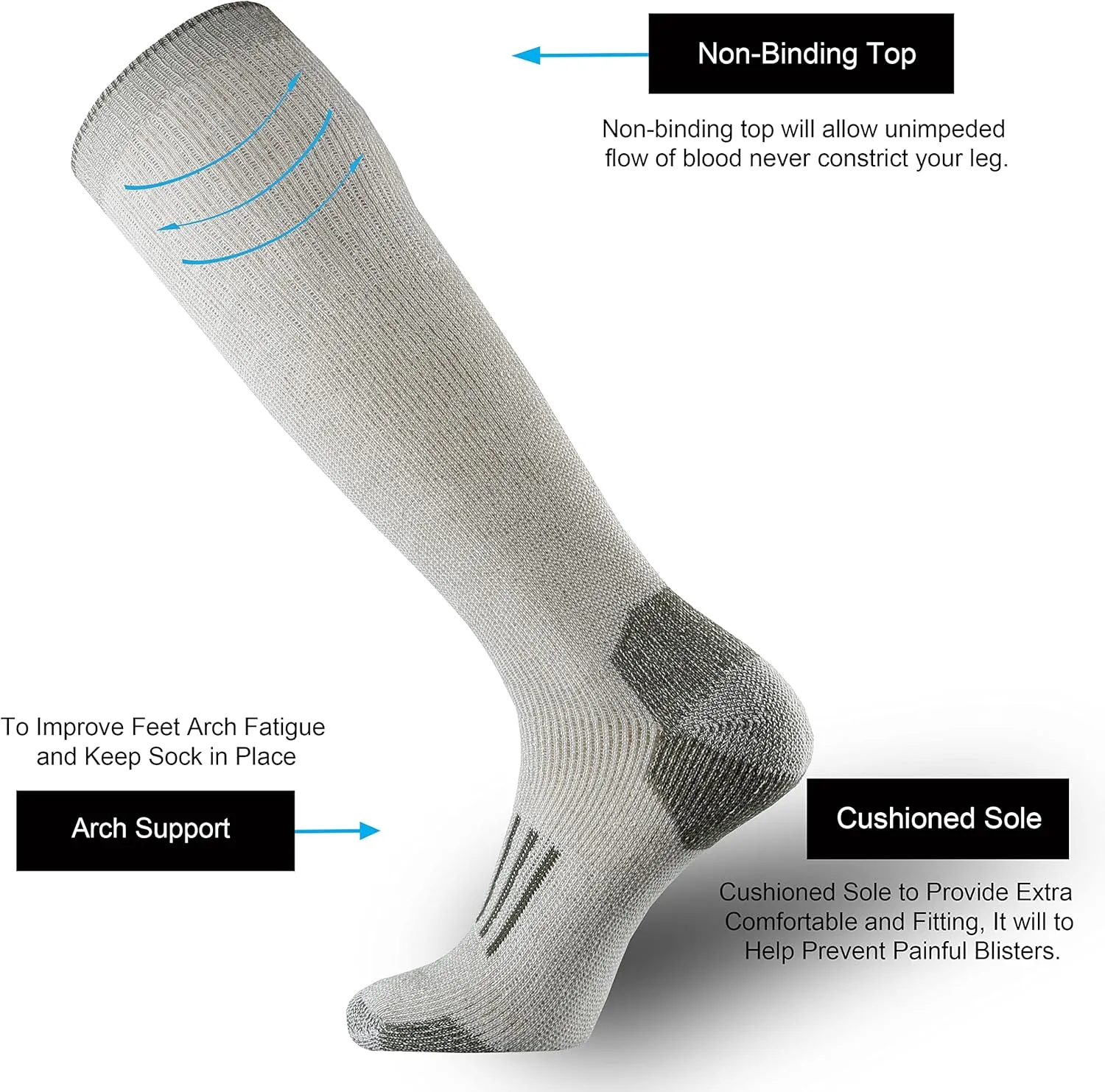 ONKE Knee High Socks Cushioned Moisture Wicking for Mens Over the Calf OTC Steel Toe Western Work Boot Thermal Hiking Hunting