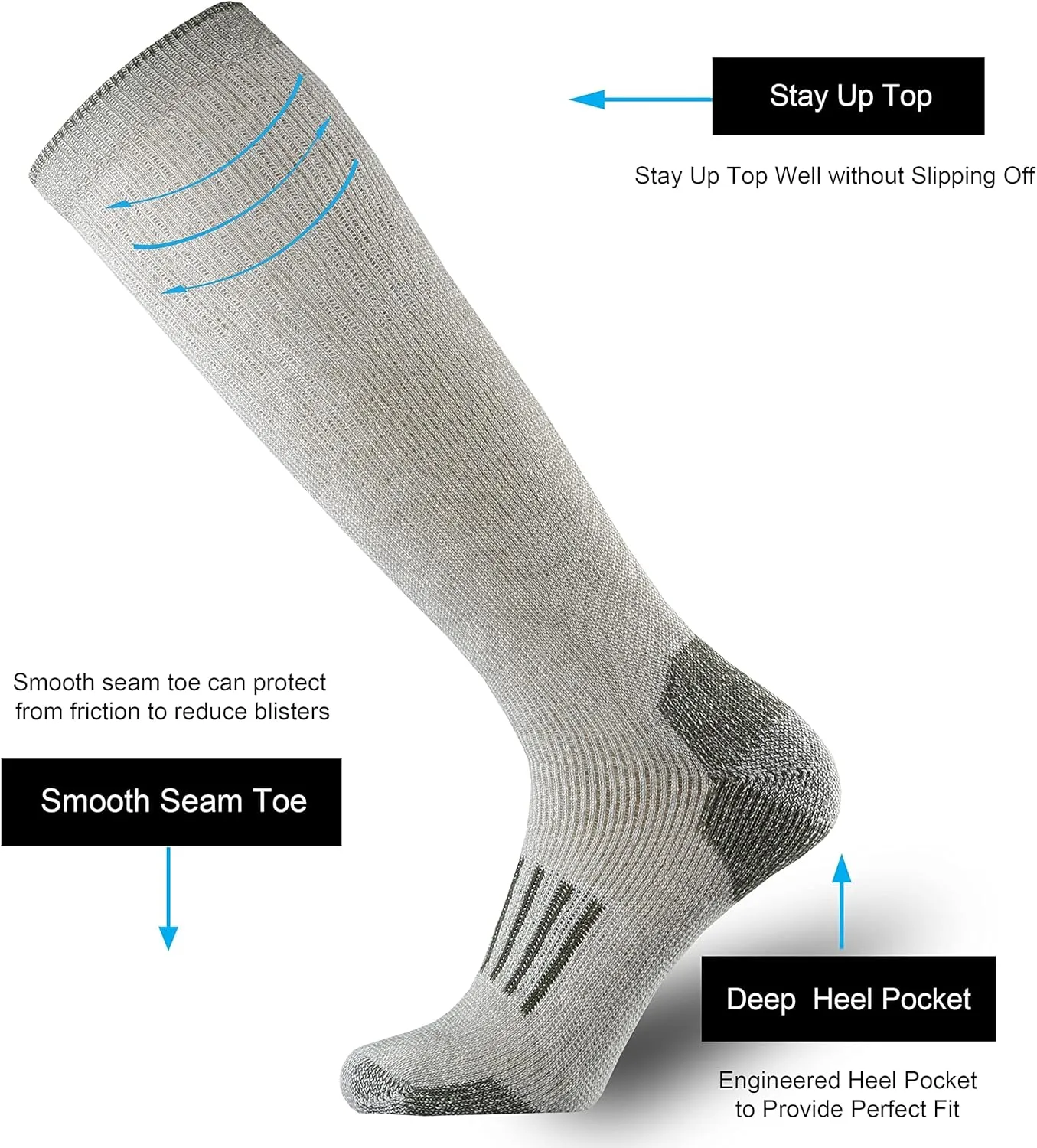 ONKE Knee High Socks Cushioned Moisture Wicking for Mens Over the Calf OTC Steel Toe Western Work Boot Thermal Hiking Hunting