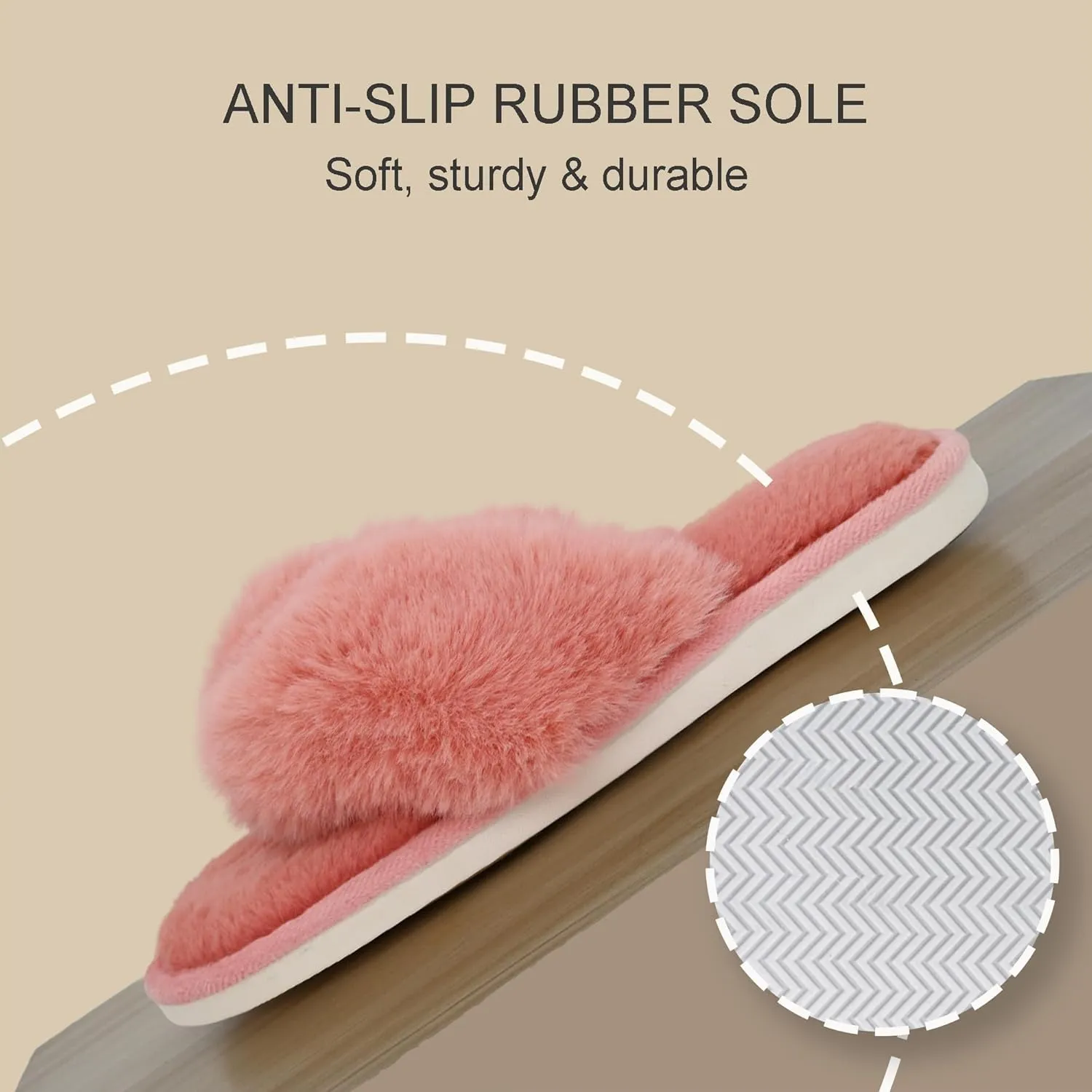 Onmygogo Plush Indoor Flip Flop Thong Slippers for Women Open Toe, Fuzzy Faux Fur Spa House Slippers