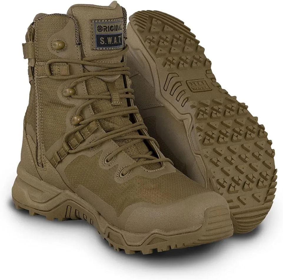 Original S.W.A.T. Alpha Fury Unisex Leather Shoes 8" Side Zip – Polyester Mesh – Microfibre PU Upper
