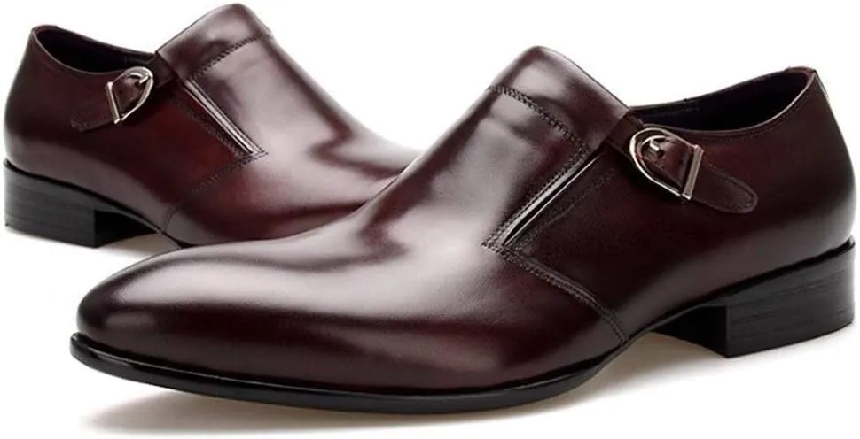 Oxford for Men Formal Shoes Slip On Genuine Leather Delicacy Monk Strap Elegant Black Business Casual Pointed Toe