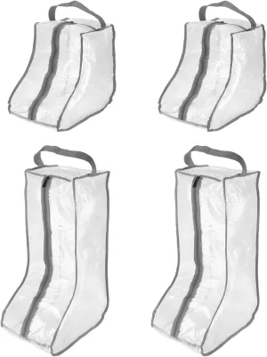 PATIKIL Boots Storage Bags, 4 Pack Waterproof Tall/Short Boot Carry Organizer Protector for Travel Daily Use, Gray