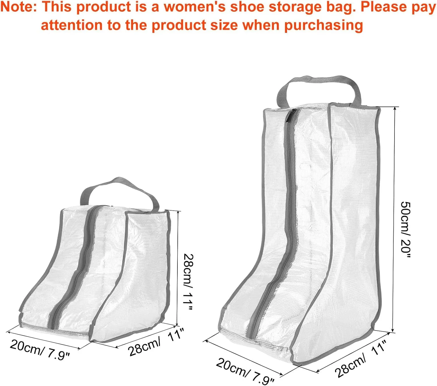 PATIKIL Boots Storage Bags, 4 Pack Waterproof Tall/Short Boot Carry Organizer Protector for Travel Daily Use, Gray