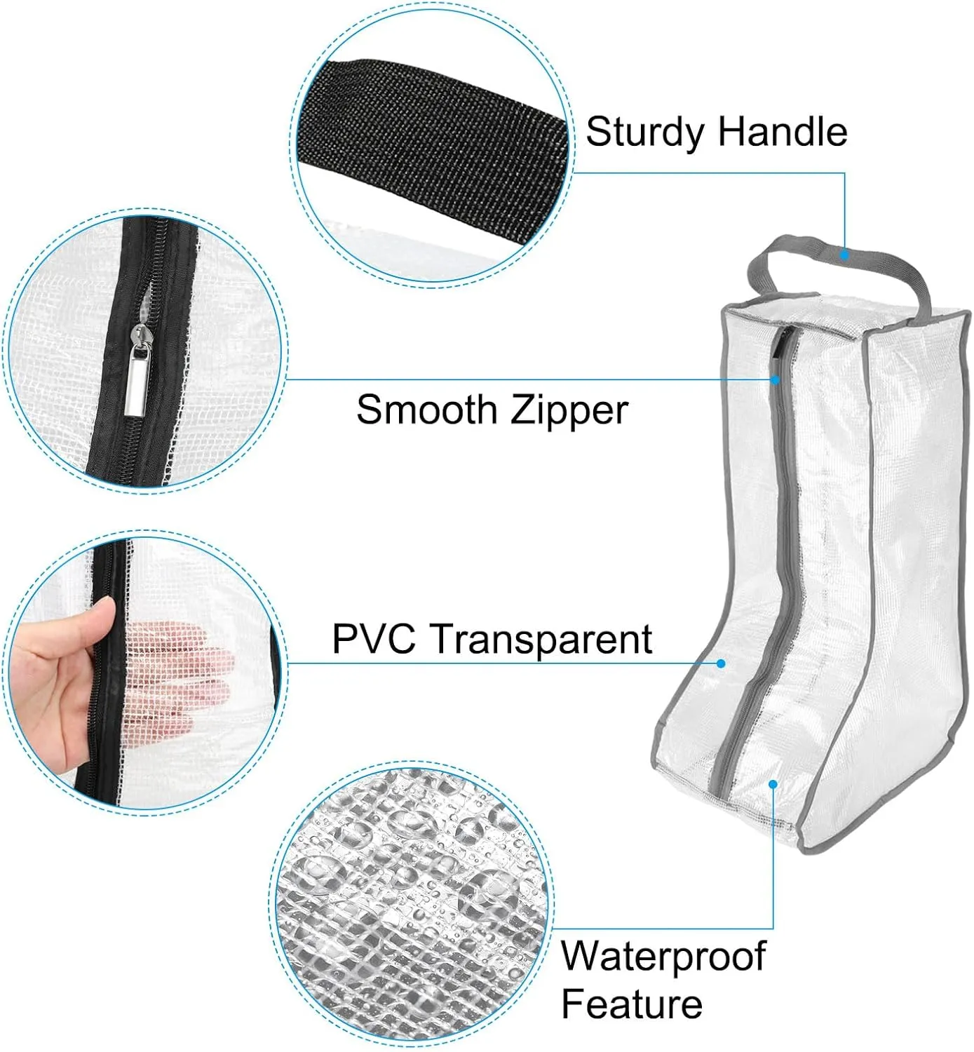 PATIKIL Boots Storage Bags, 4 Pack Waterproof Tall/Short Boot Carry Organizer Protector for Travel Daily Use, Gray