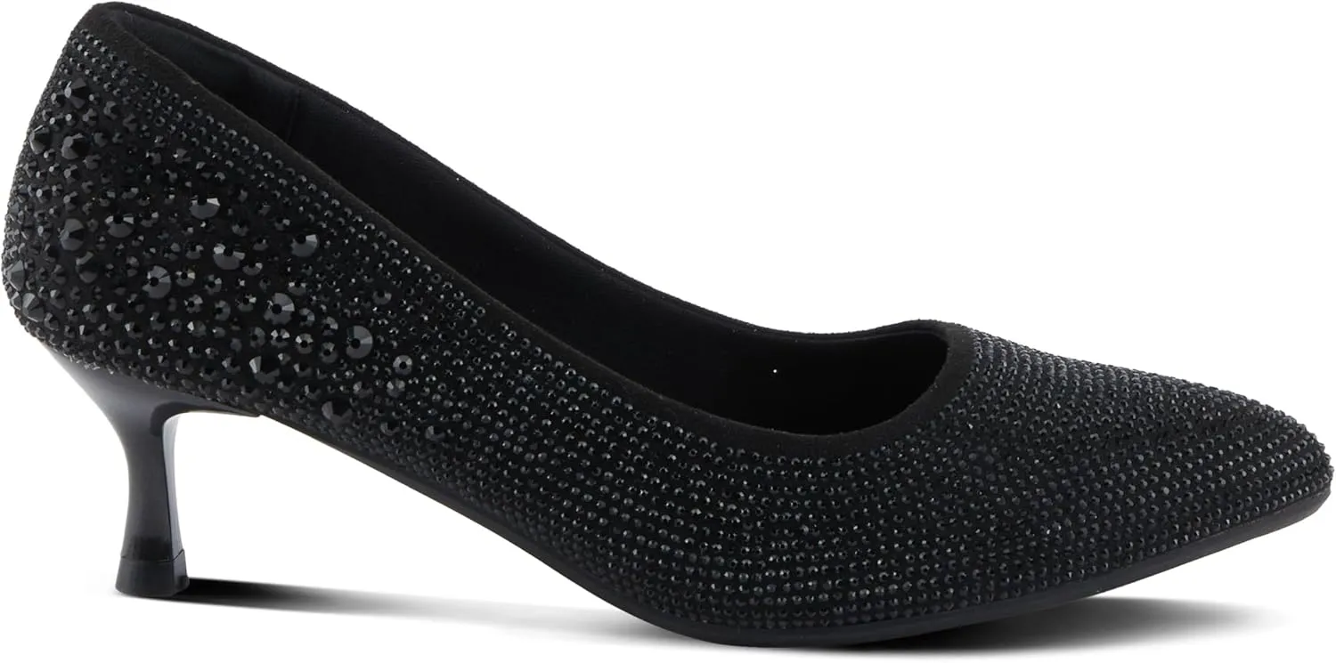 PATRIZIA Women's Tyanna Kitten Heel Pumps with Delicate Crystals, Pointed Toe, and Comfortable Fit