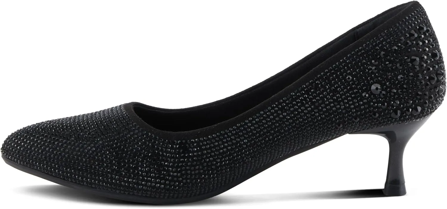 PATRIZIA Women's Tyanna Kitten Heel Pumps with Delicate Crystals, Pointed Toe, and Comfortable Fit