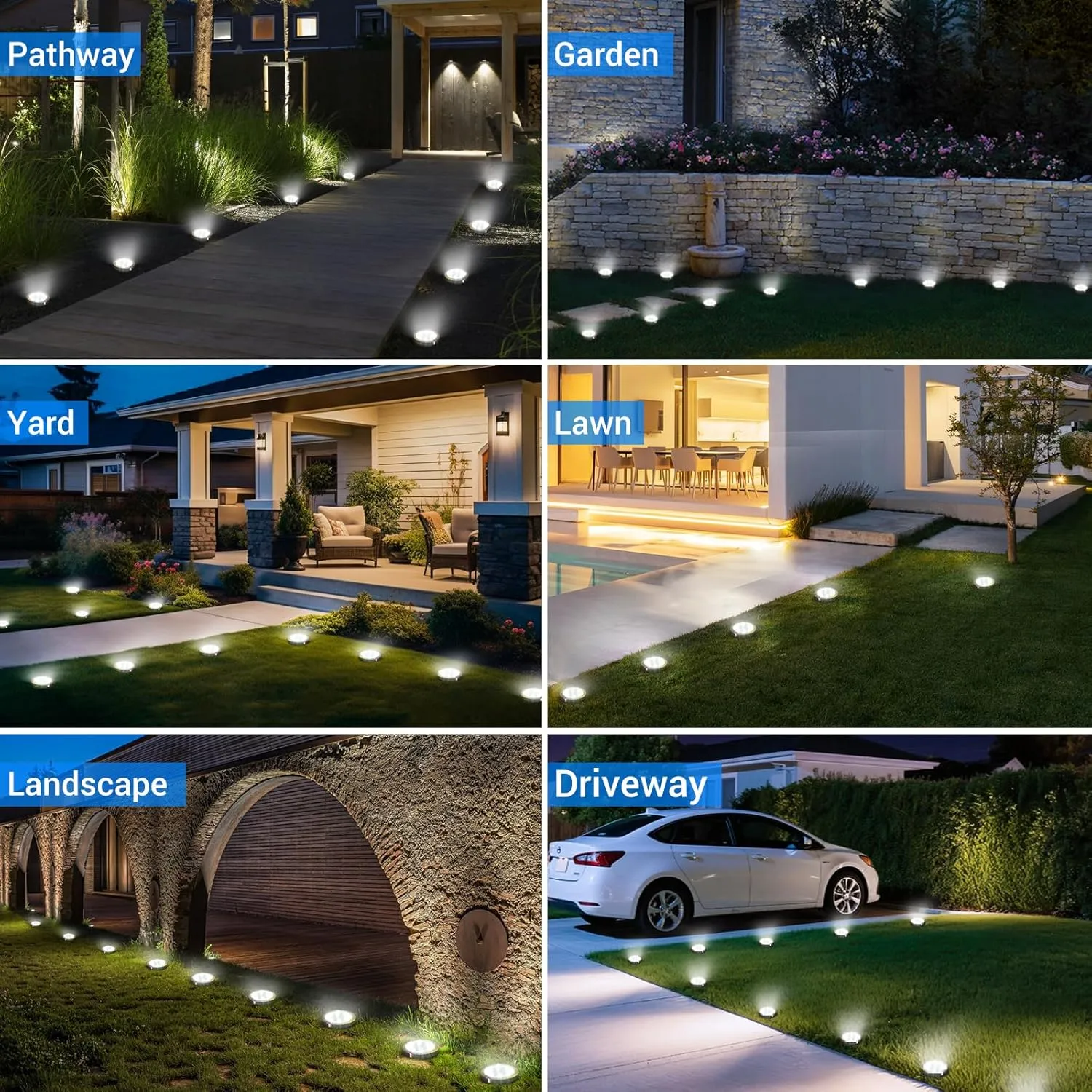 Peasur Mini Solar Ground Lights Outdoor, 12 Pack Flat Solar Powered Disc Lights, IP68 Waterproof, Anti-Rust, Landscape Lighting for Pathway Garden Yard Lawn Walkway Landscape Driveway, Cool White