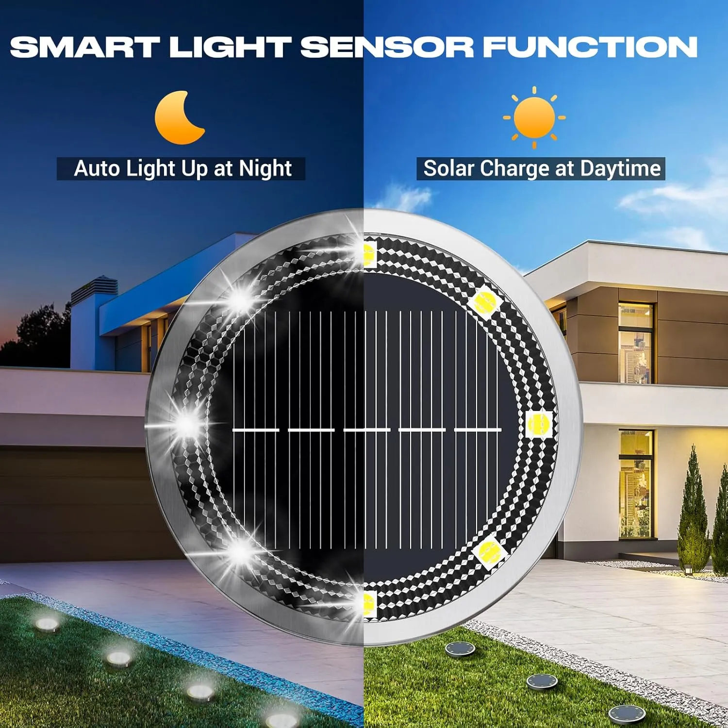 Peasur Mini Solar Ground Lights Outdoor, 12 Pack Flat Solar Powered Disc Lights, IP68 Waterproof, Anti-Rust, Landscape Lighting for Pathway Garden Yard Lawn Walkway Landscape Driveway, Cool White
