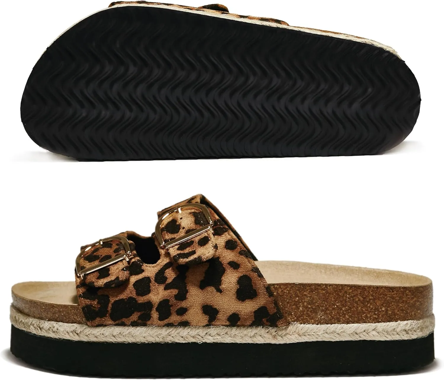 PepStep Slide Sandals for Women with Soft Cork Footbed and Strap, Ladies Fashion Platform Slide Sandals Comfortable Slip On Style