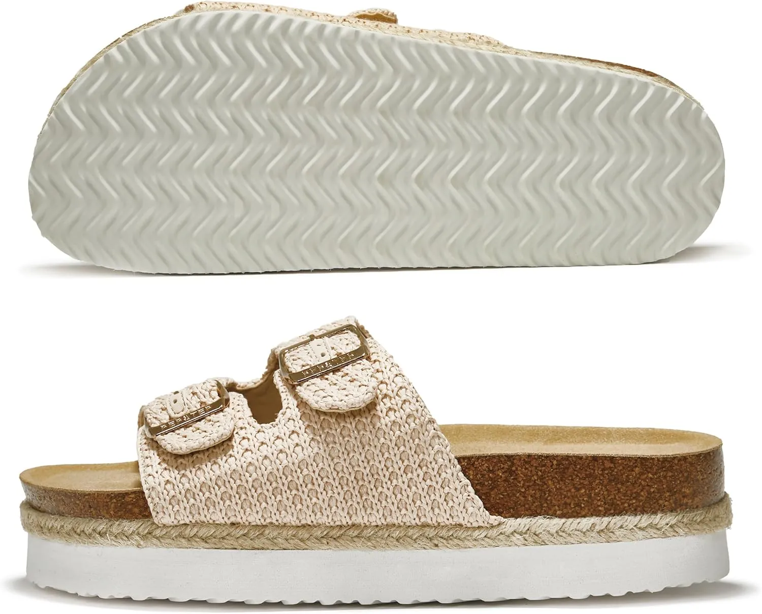 PepStep Slide Sandals for Women with Soft Cork Footbed and Strap, Ladies Fashion Platform Slide Sandals Comfortable Slip On Style