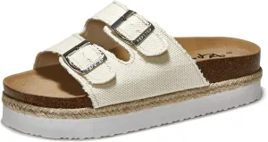 PepStep Slide Sandals for Women with Soft Cork Footbed and Strap, Ladies Fashion Platform Slide Sandals Comfortable Slip On Style