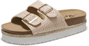PepStep Slide Sandals for Women with Soft Cork Footbed and Strap, Ladies Fashion Platform Slide Sandals Comfortable Slip On Style