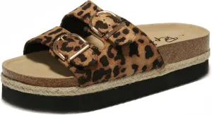 PepStep Slide Sandals for Women with Soft Cork Footbed and Strap, Ladies Fashion Platform Slide Sandals Comfortable Slip On Style