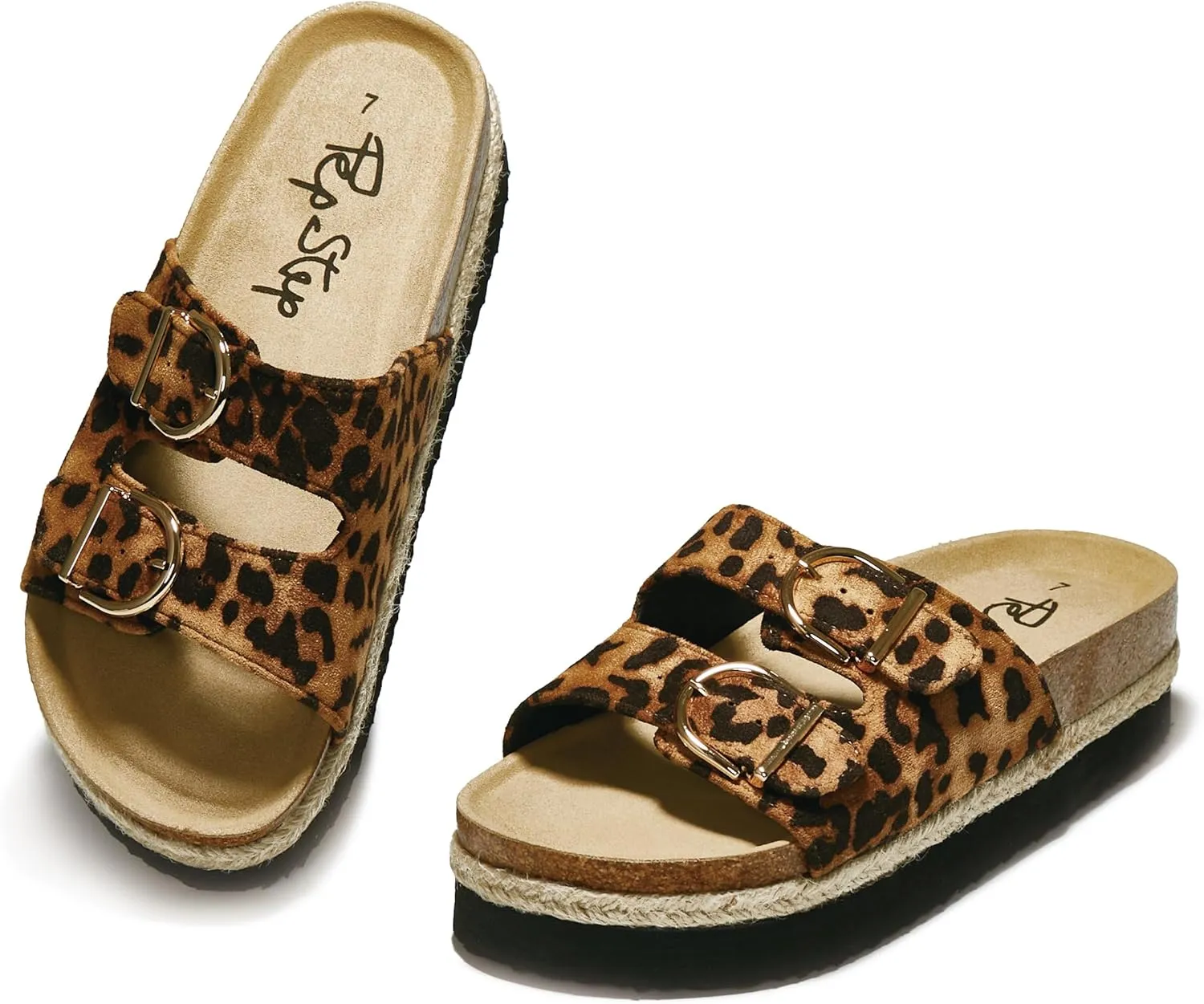PepStep Slide Sandals for Women with Soft Cork Footbed and Strap, Ladies Fashion Platform Slide Sandals Comfortable Slip On Style
