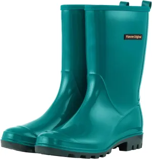 planone Mid Calf Waterproof Rain Boots For Women Anti-Slipping Garden Shoes Comfortable Insoles Stylish Light Rain Shoes Outdoor Work Shoes