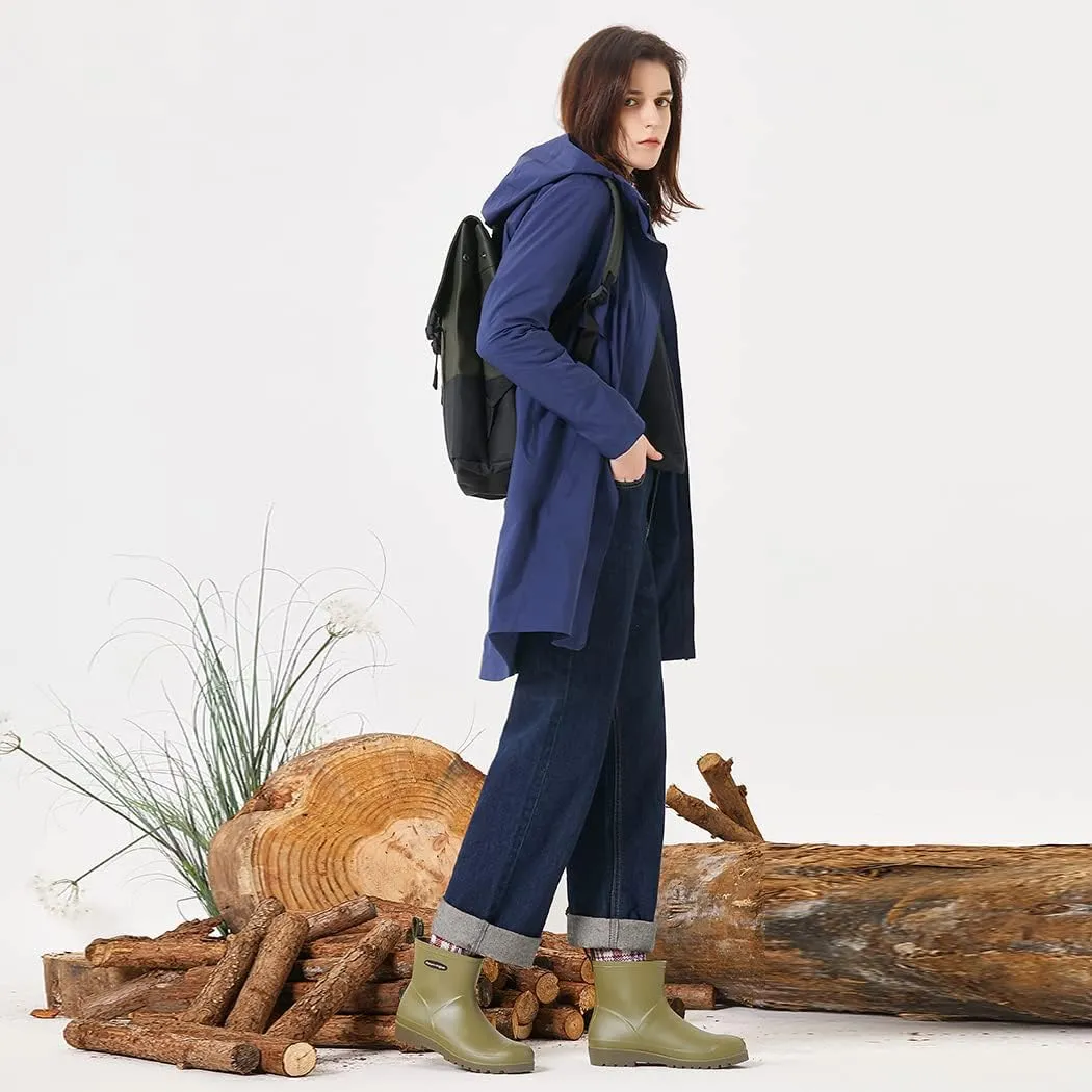 planone Short Rain Boots Women Fashion Waterproof Chelsea Boots for Women Matte Outdoor Garden Shoes Ankle Muck Boots for Ladies Non Slip Work Shoes Rubber Boots with Premium Comfort Insole