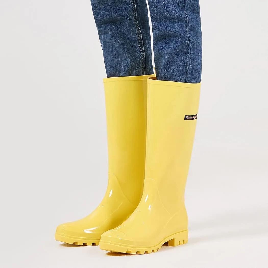 planone Tall Rain Boots Women Fashion Waterproof Boots for Women Light Outdoor Garden Shoes Muck Boots for Ladies Non Slip Work Shoes Rubber Boots with Premium Comfort Insole