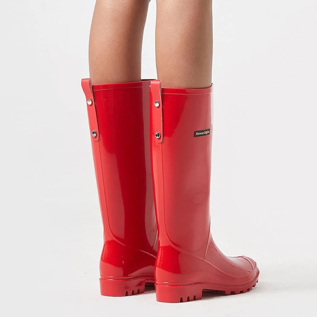 planone Tall Rain Boots Women Fashion Waterproof Boots for Women Light Outdoor Garden Shoes Muck Boots for Ladies Non Slip Work Shoes Rubber Boots with Premium Comfort Insole