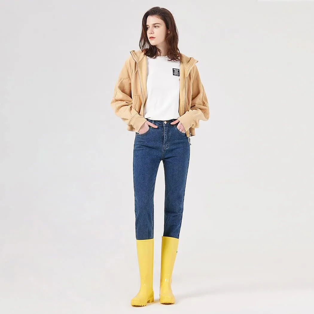 planone Tall Rain Boots Women Fashion Waterproof Boots for Women Light Outdoor Garden Shoes Muck Boots for Ladies Non Slip Work Shoes Rubber Boots with Premium Comfort Insole