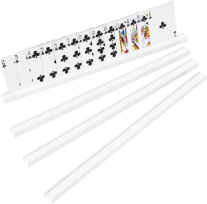 Playing Card Holder Stand 400mm White Acrylic Set for Playing Card Games, Trading Card or Other Card, Board Games (4 Pcs, White)