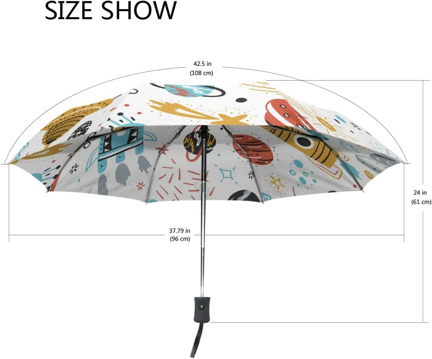 Poeticcity Automatic Folding Umbrella, Auto Open/Close 3 Folds Parasol, Compact Windproof Strong Umbrellas for Travel Sun & Rain