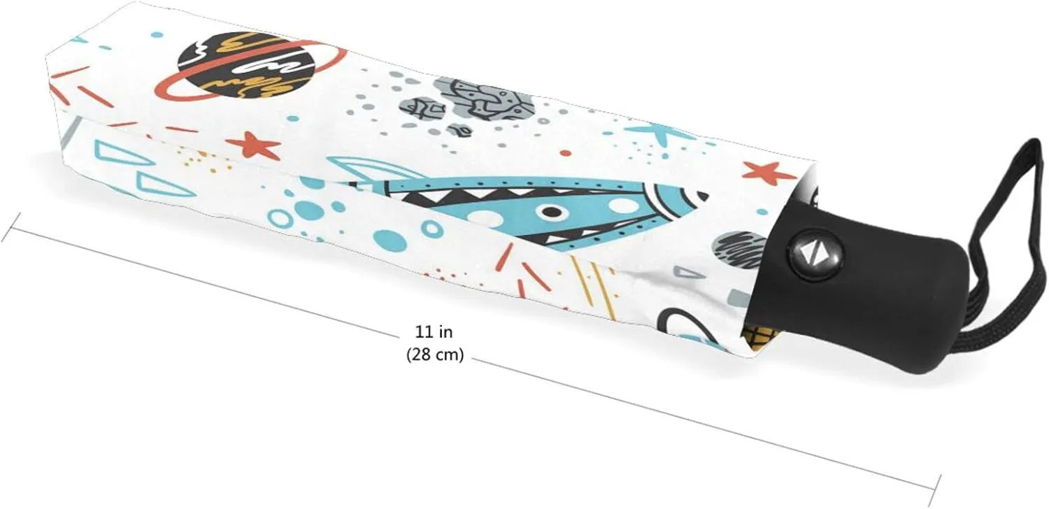 Poeticcity Automatic Folding Umbrella, Auto Open/Close 3 Folds Parasol, Compact Windproof Strong Umbrellas for Travel Sun & Rain